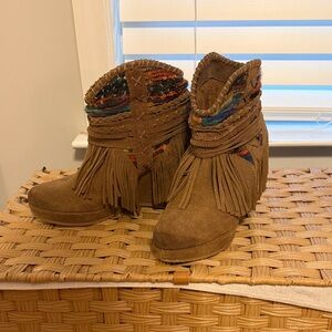 Naughty Monkey Multicolor Fringe Ankle Boots